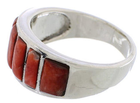 Jewelry Sterling Silver Red Oyster Ring Size 7-3/4 AX36736